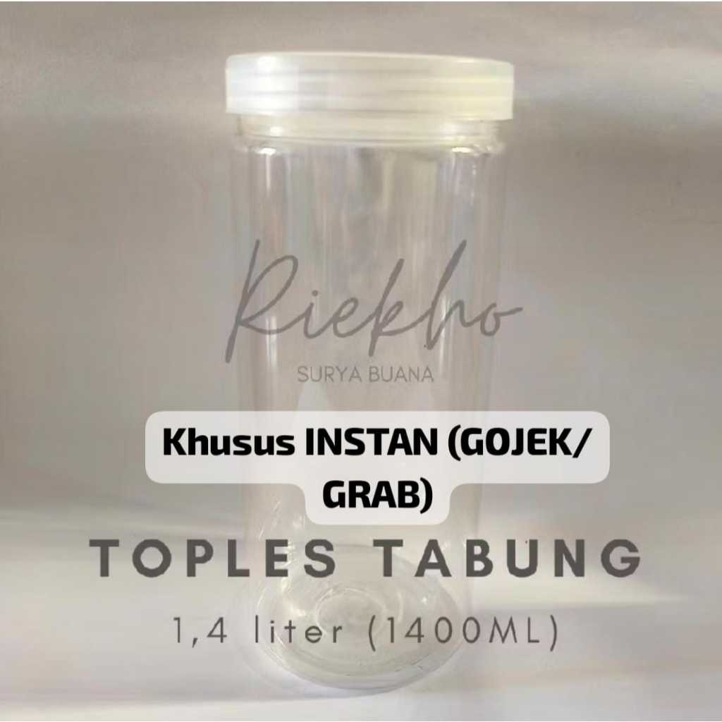 Toples Tabung Cylinder 1400 ml / Toples Jar Plastik Silinder 1400ml / 1,4 Liter (toples+tutup) (KHUS