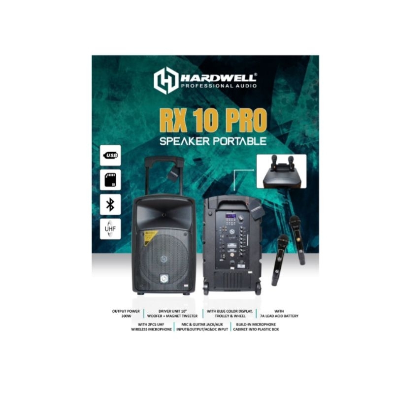 speaker portabel hardwell 10 inch speaker aktif RX 10 pro bluetooth usb 300 Watt.