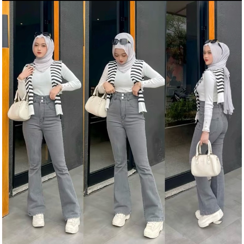 hw cutbray jeans wanita kancing 2