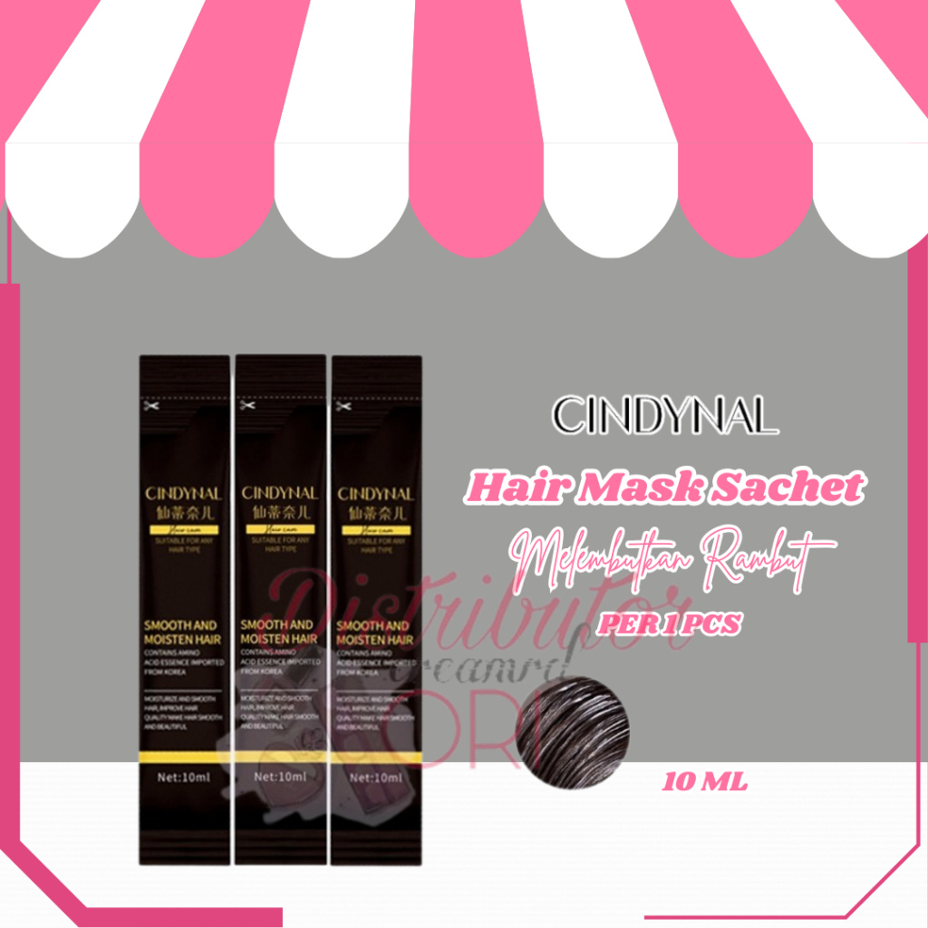 CINDYNAL Hair Mask Kemasan Sachet 10ml Masker Rambut Pelurus - Smooth And Hair Film Travel Size I Pe
