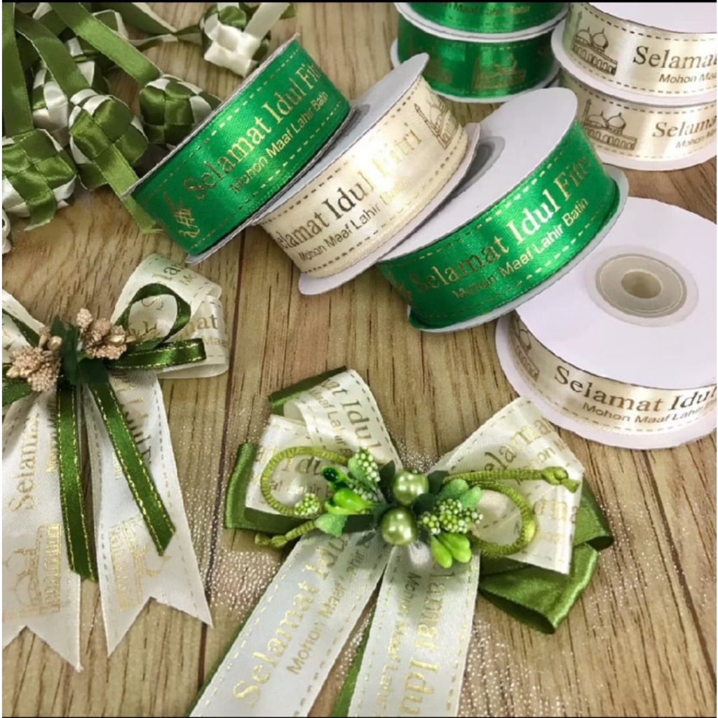 

1 ROLL (25 YARD) - PITA SATIN IDUL FITRI / PITA LEBARAN TINTA EMAS 2,5 CM