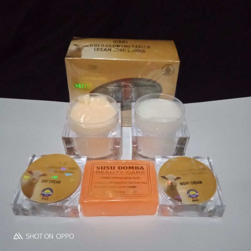 PAKET CREAM SUSU DOMBA GOLD GLOWING SERIES UKURAN 15 GRAM & 30 GRAM // PAKET CREAM CSD GOLD HOLO MDS