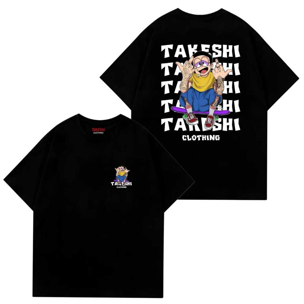 takeshi clothing Tshirt takeshi nobita fxxx Vintage lengan pendek Hitam Kaos distro Unisex