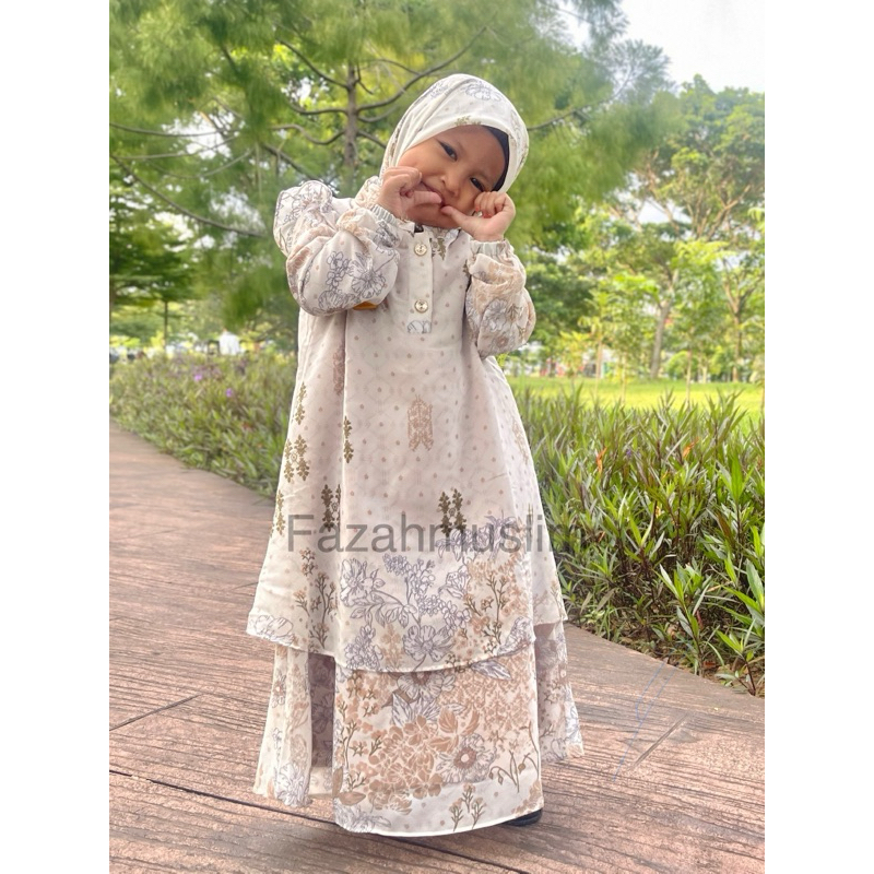 Gamis anak Melayu Ceruty babydoll Set Hijab syar'i 0-1 - 10 tahun tunik dress gamis anak bayi peremp