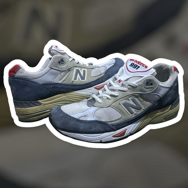 New Balance NB 991 Made in England 'Grey Navy Red' (M991GWR) Size 43 Second Original (Verified by De