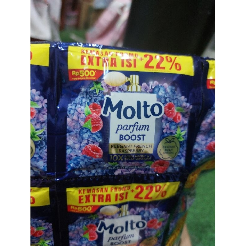 (1Renceng Isi 12pcs) Molto Pewangi Pakaian Molto Cair 9ml Molto Sachet Elegant French Raspberry