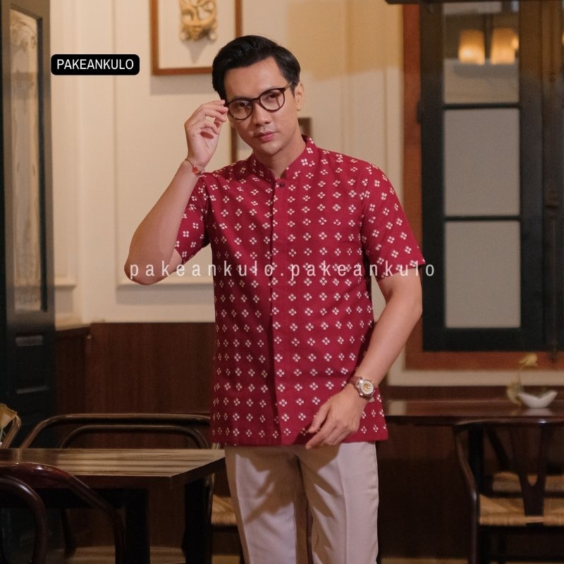 PAKEANKULO KOKO BATIK RASYA MAKARIM Batik Premium Pria Slimfit Lengan Pendek