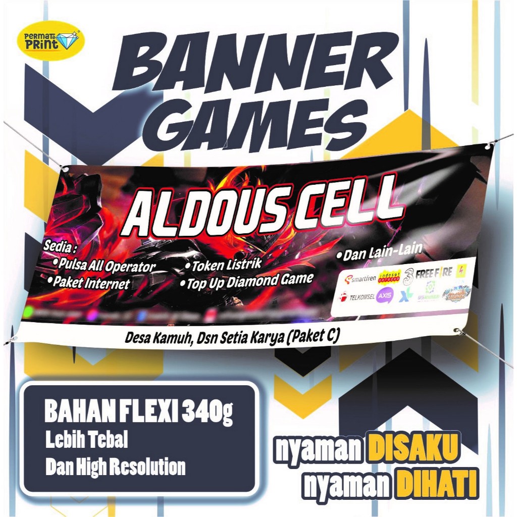 Cetak Spanduk Top Up Games / Spanduk Konter Pulsa dan Top Up Games / Banner Games Custom / Banner Ga