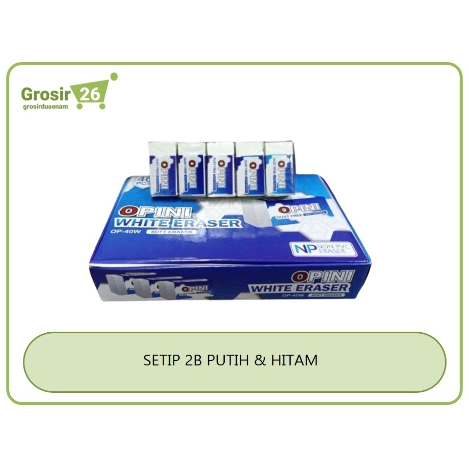 

(1 box) setip / penghapus / eraser / stip pensil isi 40 pcs ukuran kecil putih | hitam | warna