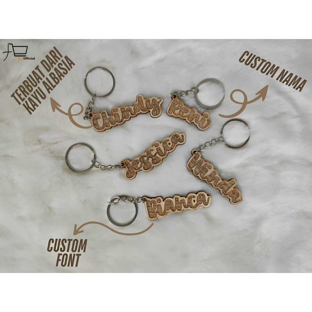 AS Gantungan Kunci kayu/Gantungan Kunci Nama/Gantungan kunci Custom nama