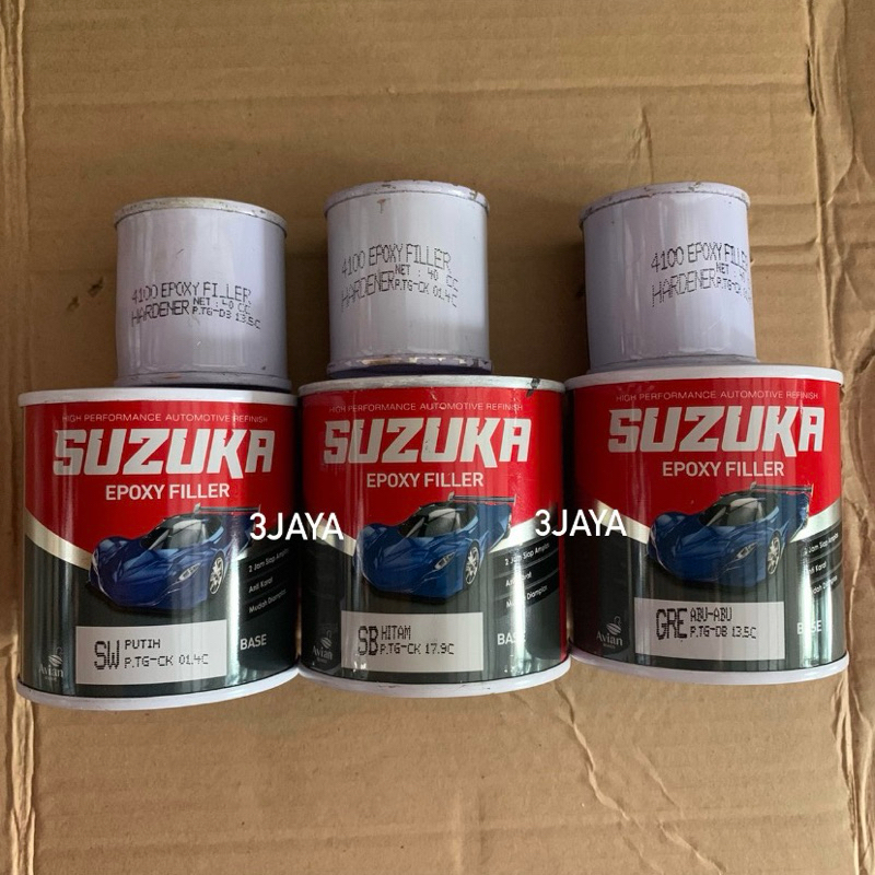 SUZUKA EPOXY FILLER PREMIUM 200CC SET (2KOMPONEN) CAT DASAR BESI ABU HITAM PUTIH