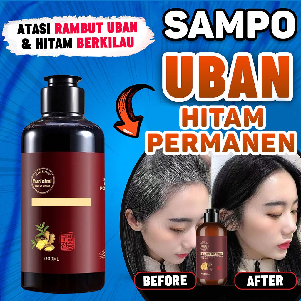 Shampo Penghilang Uban 300ml Permanen Black Herbal Natural penghitam rambut Atasi Rambut Uban Penghi