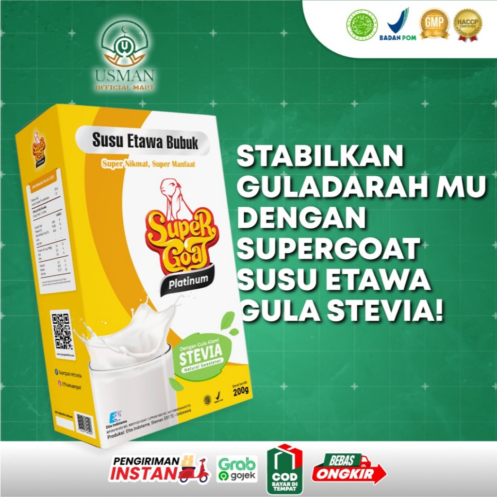 

Supergoat Platinum Stevia Minuman Sehat Menstabilkan Diabetes Nutrisi Optimal Susu Etawa Bubuk