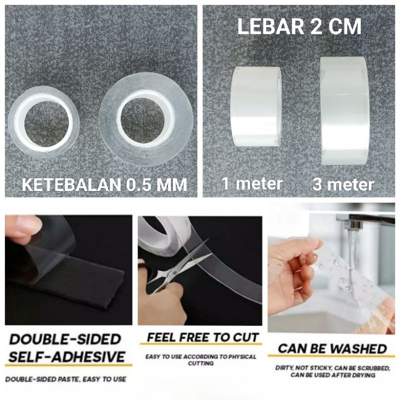 

Nano Double Tape Isolasi Bening Transparan Perekat 2 Sisi Super Kuat Tanpa Bekas