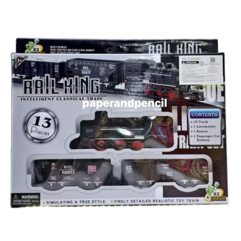 Mainan Kereta Api Anak MURAH / Kereta Api Lampu Baterai / Kereta Api RAIL KING