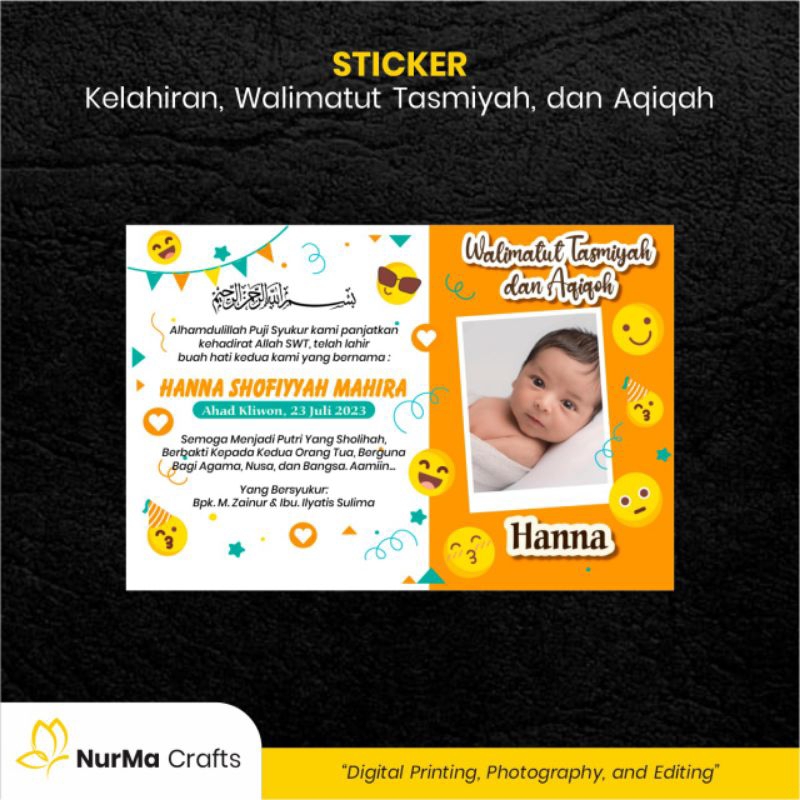 

Stiker Bayi (Walimatut Tasmiyah dan Aqiqah) - Kertas Sticker Bontak / Kertas Art Cartoon