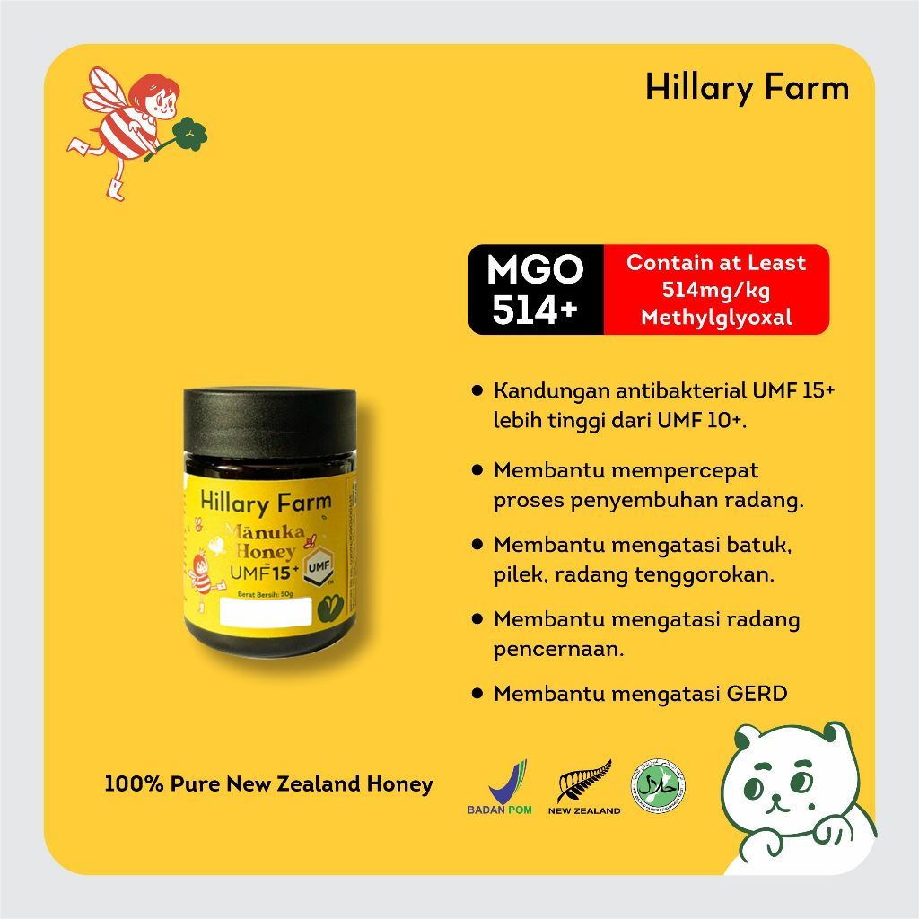 

Hillary Farm Manuka Honey UMF 15+ Madu Manuka 50gr