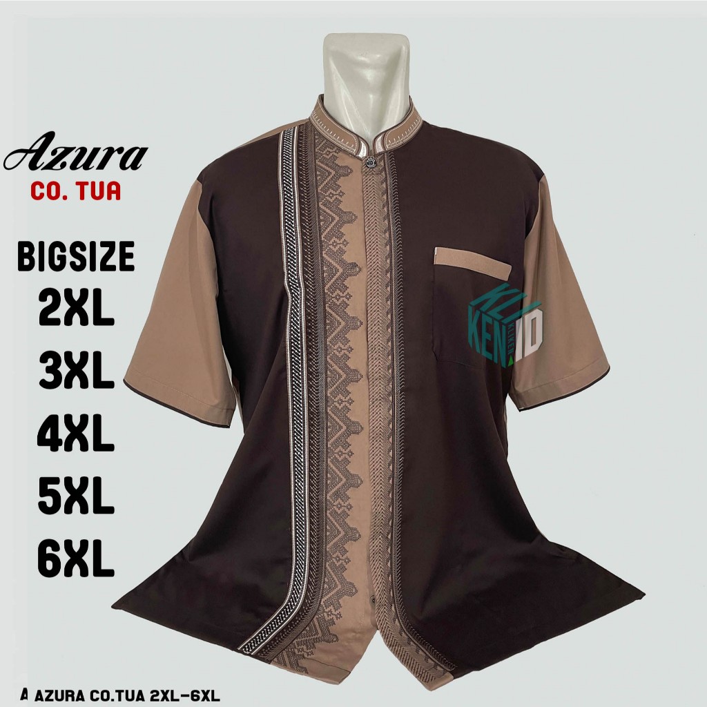 BIG SIZE Baju Koko JUMBO XXL XXXL XXXXL XXXXXL - Lengan Pendek BORDIR 2XL 3XL 4XL 5XL 6XL Pria AZURA