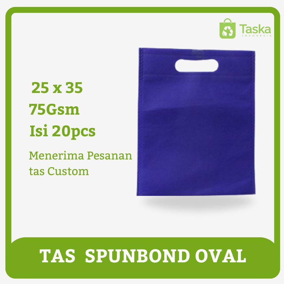 

Taska - Goodie bag Spunbond 25x35 Oval Warna Biru BCA Tebal Tas Press Spunbond