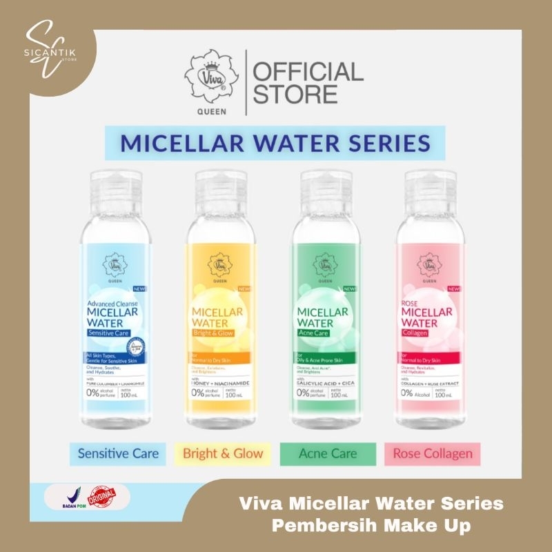 VIVA QUEEN ADVANCE CLEANSE MICELLAR WATER | BRIGHT & GLOW, ACNE CARE, ROSE COLLAGEN, SENSITIVE CARE 
