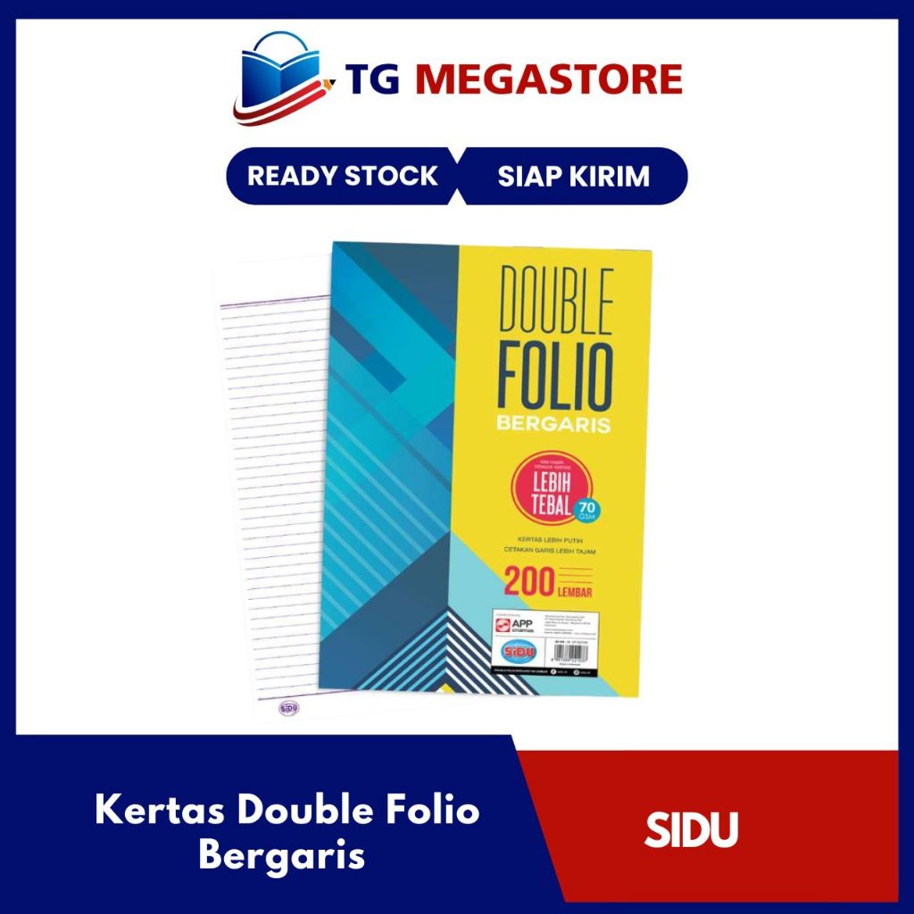 

Kertas Double Folio Bergaris SIDU isi 200 lembar