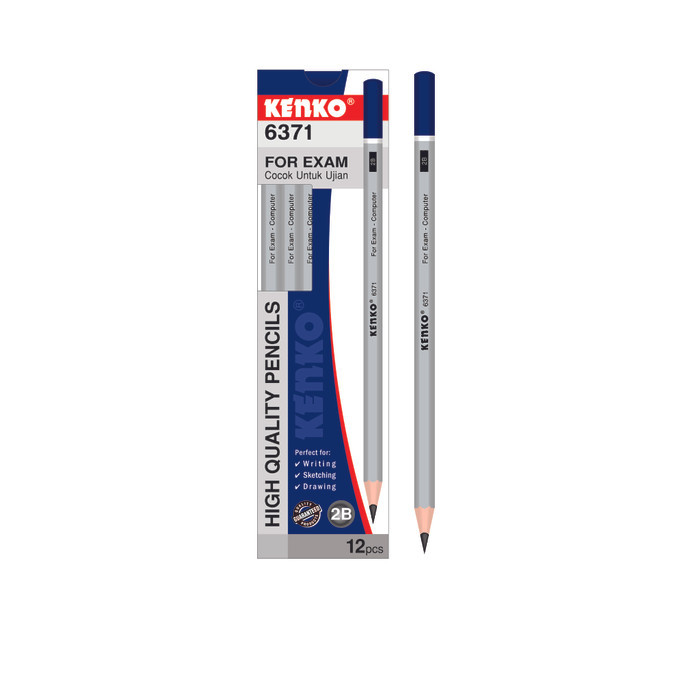 

[71GR] 1BOX ISI 12PCS Pensil Kenko 2B 6371 Pensil Silver Cap Biru - Stationery