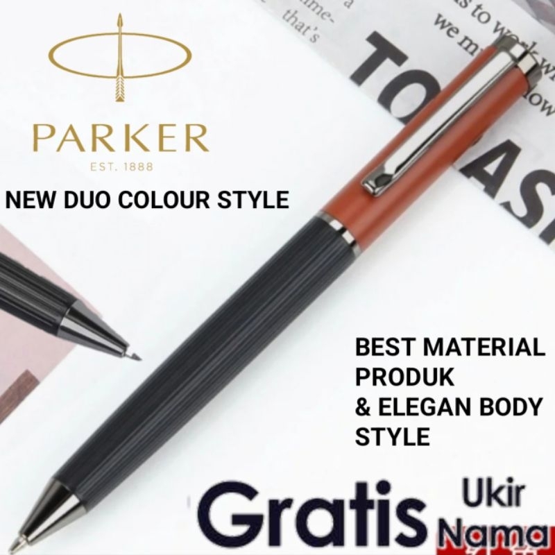

Pulpen Ballpoint Exlusive Parker Duo Colour Gratis Grafir Nama Dan Box Exlusive Pen Bahan Besi