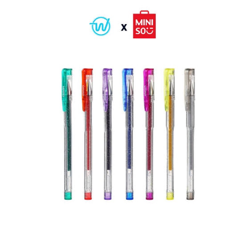 

Miniso Stationery Colored Gel pen 7 Color / pen jel Puplen glitter pena alat tulis pena gliter