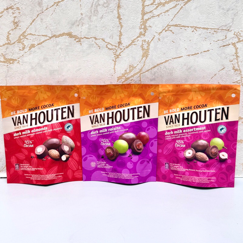 

Van Houten Chocolate Almond Cocoa Dark Coklat Raisin Pouch