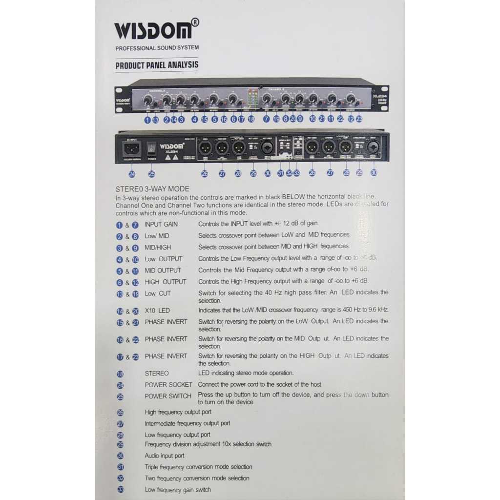 Wisdom XL234 / XL 234 – Crossover Aktif audio profesional original
