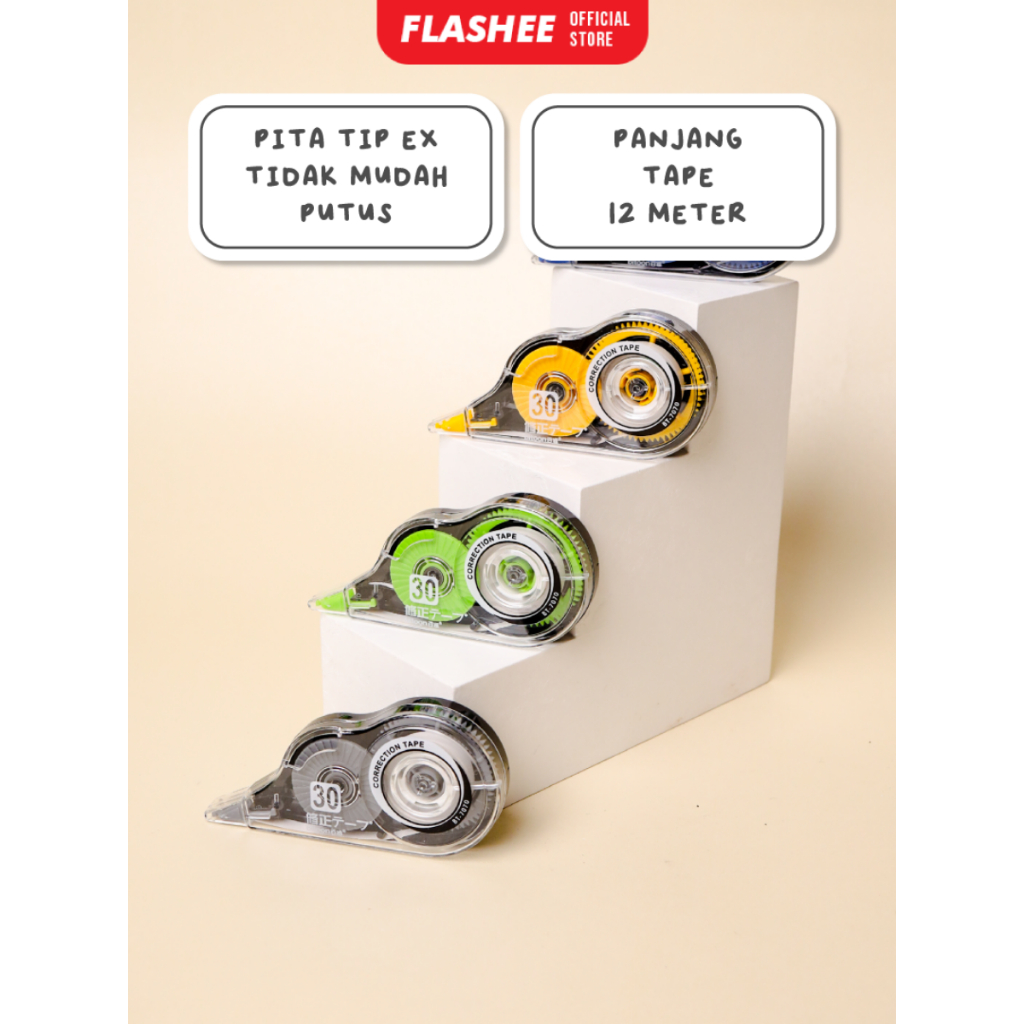 

Flashee Tip Ex Kertas Trondol Roll Tipex Sekolah Tip x Correction Tape Pita Kertas Roll 12 Meter