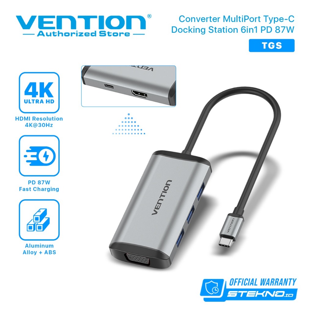 Vention USB HUB Type C 3.1 to USB 3.0 HDMI VGA PD MACBOOK THC TGS