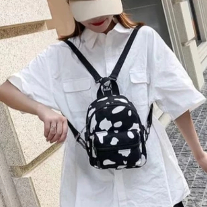 Tas Ransel Wanita Mini Motif Sapi Tas Ransel Modis Tas Remaja Korean Style