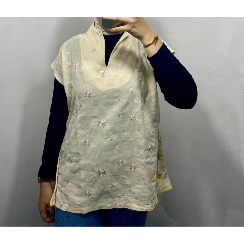 Baju Outer/Baju Buntung Bunga Bordir Prelova