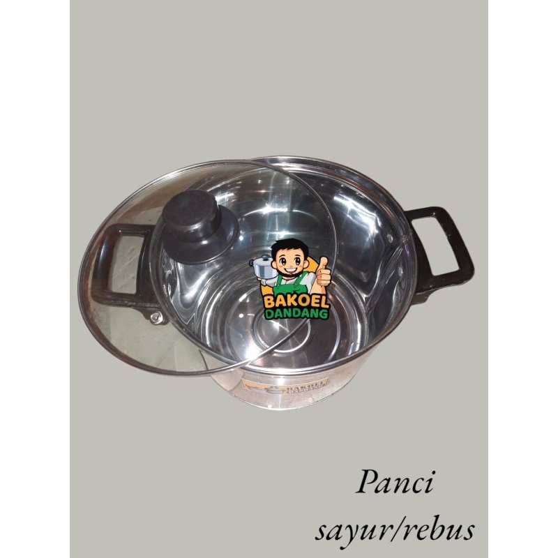 panci sayur panci rebus uk 22 24 28cm tutup kaca