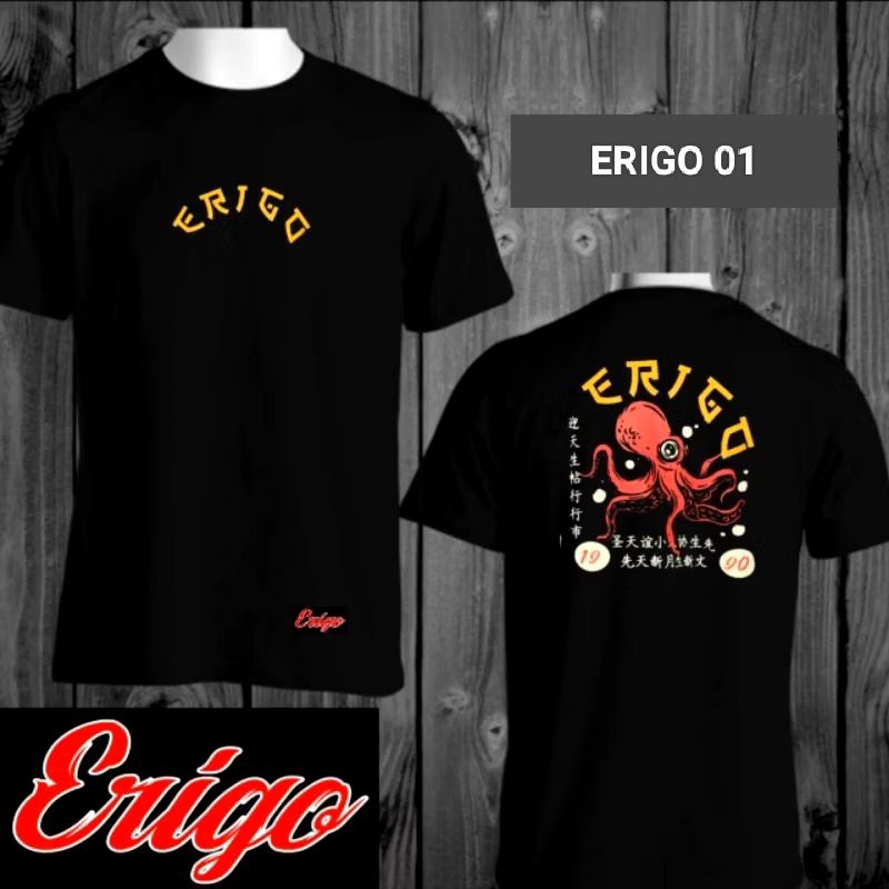 T-shirt distro Erigo pria/wanita Kaos ori cotton combad 30s/free gelang dan sticker
