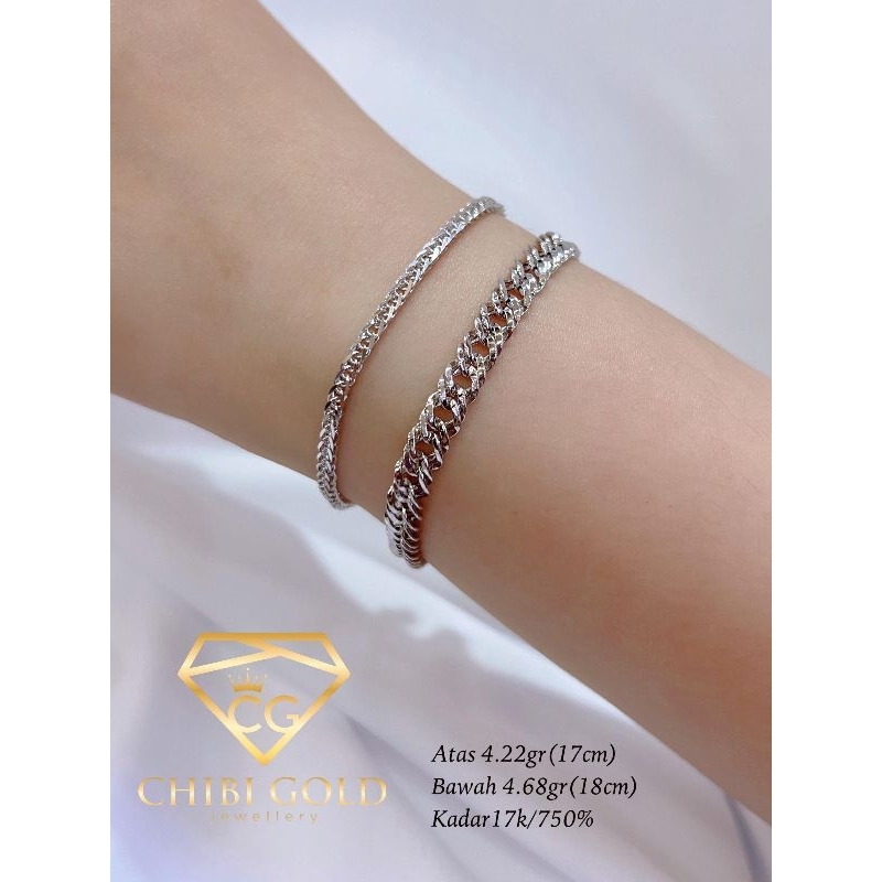 CHIBIGOLD - gelang tangan emas white gold Gelang tangan putih emas 750 kadar 17k 422468