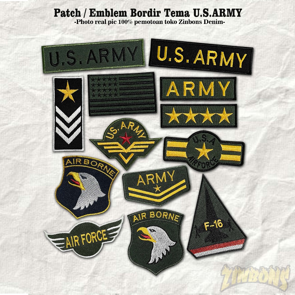 Patch bordir ARMY emblem bordir U.S.ARMY seragam aksesoris seragam bet tempelan jahit iron patch