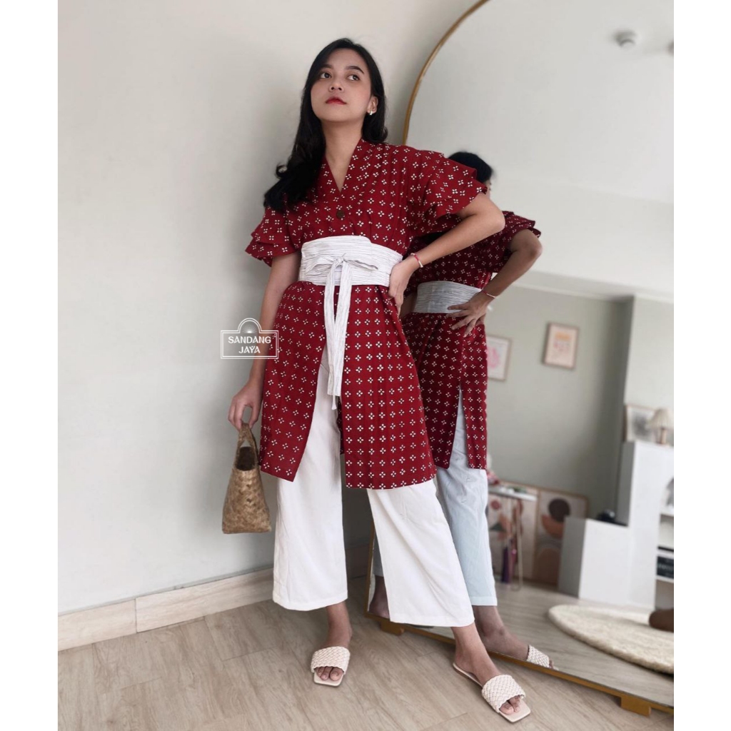 SANDANG JAYAA - Tunik Mahesvari Obi Series Batik Cap Atasan Wanita Terbaru Kekinian Outfit Kondangan