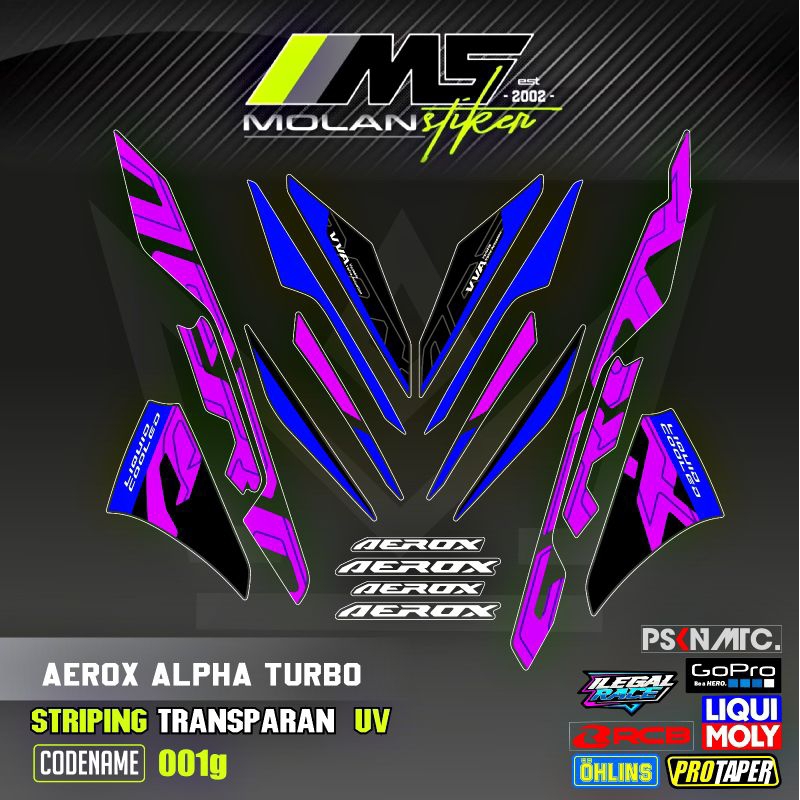 Decal Sticker Striping Variasi Transparan Uv All New Aerox Alpha Cyber City 2025 Aerox Turbo Cyber C