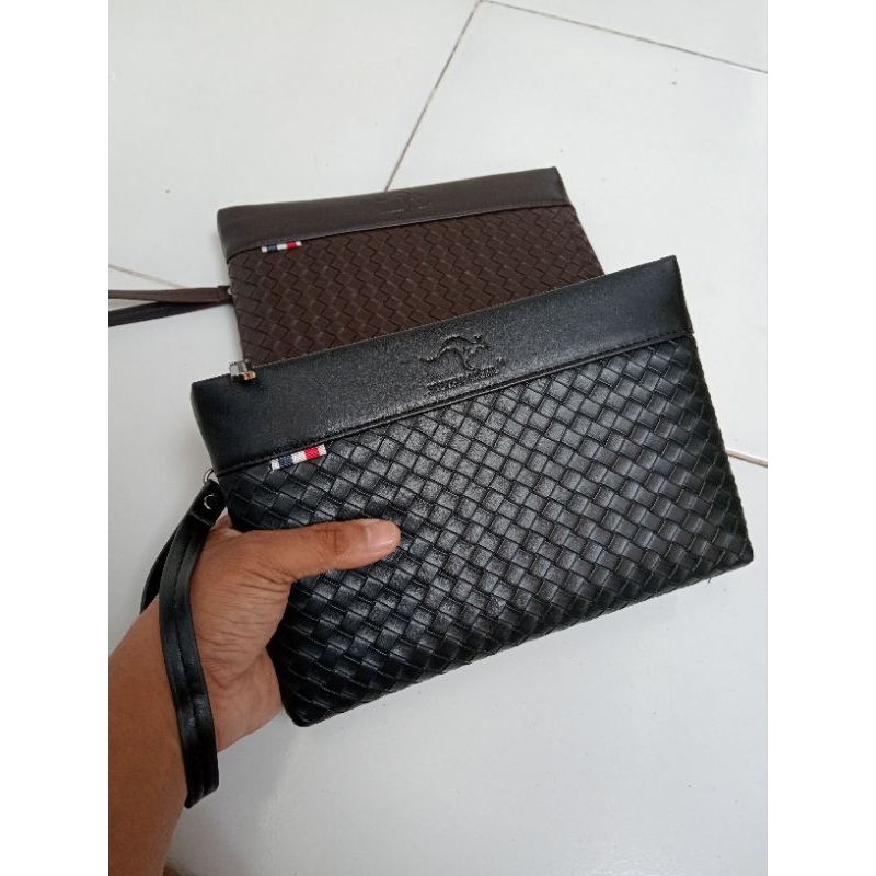 Handbag Pria Original Junzidaishu Import Tas Handbag Kulit Terbaru Rajut COD Tas Genggam