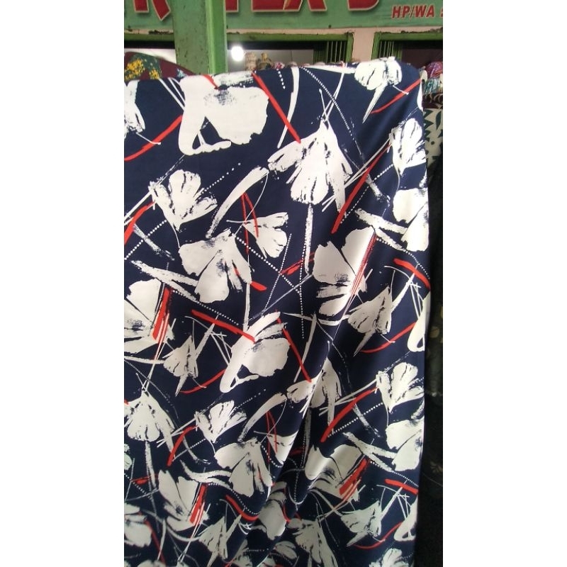bahan kain katun rayon motif abstrak, kain katun rayon viscose premium