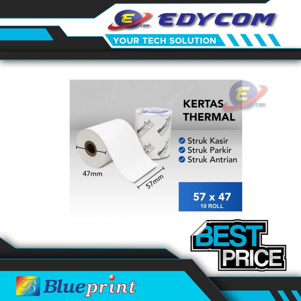 

KERTAS THERMAL BLUEPRINT LITE 57x47 - KERTAS STRUK 57MM - 10 ROLL
