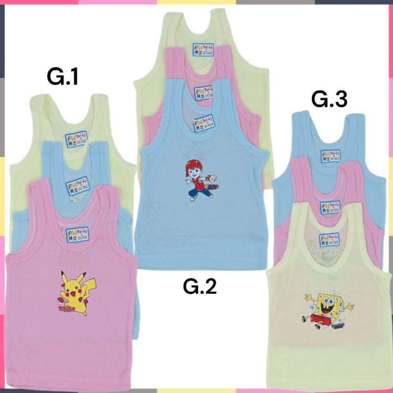 12 PCS KAOS DALAM ANAK MOTIF KARAKTER /SINGLET ANAK LAKI-LAKI/PEREMPUAN /PAKAIAN DALAM ANAK