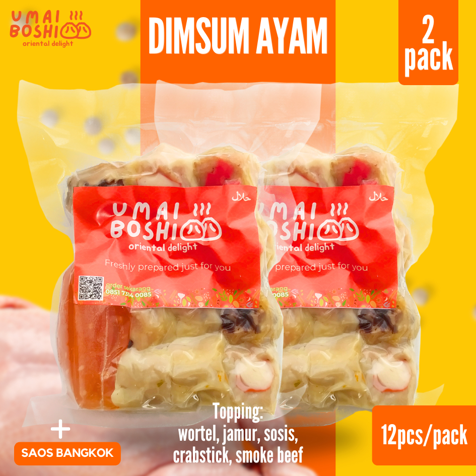 

Dimsum Ayam Frozen 2 Pack Homemade Topping Mix Isi 12pcs per Pack Extra Saos Bangkok HALAL