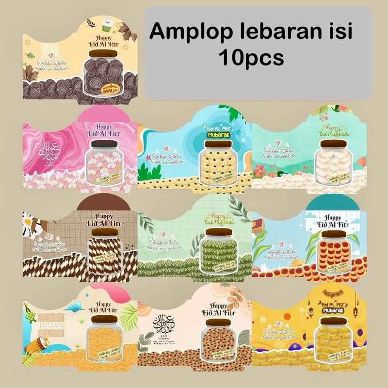 

10pcs amplop lebaran motif kue lebaran / amplop lucu / angpao lebaran