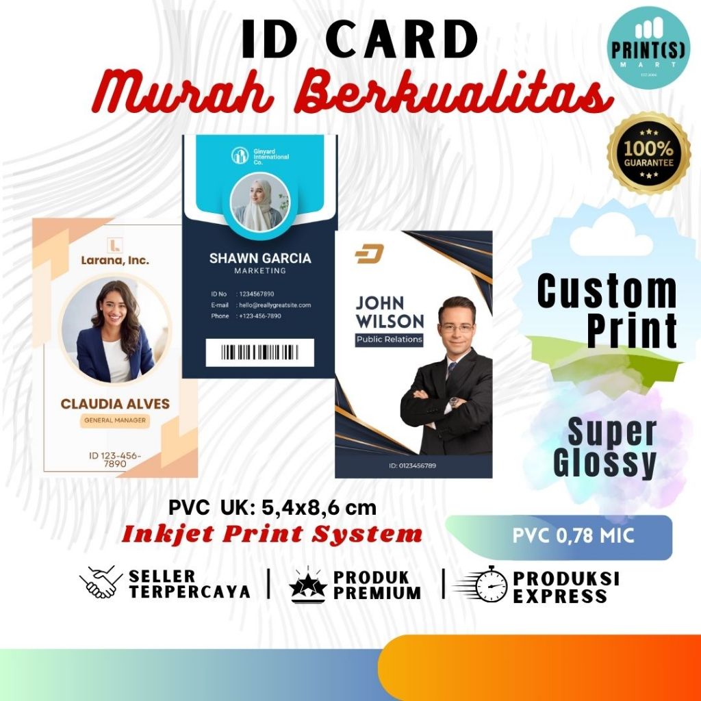 

ID Card Custom, Name Tag, Member Card Murah berkualitas, Anti luntur anti pudar