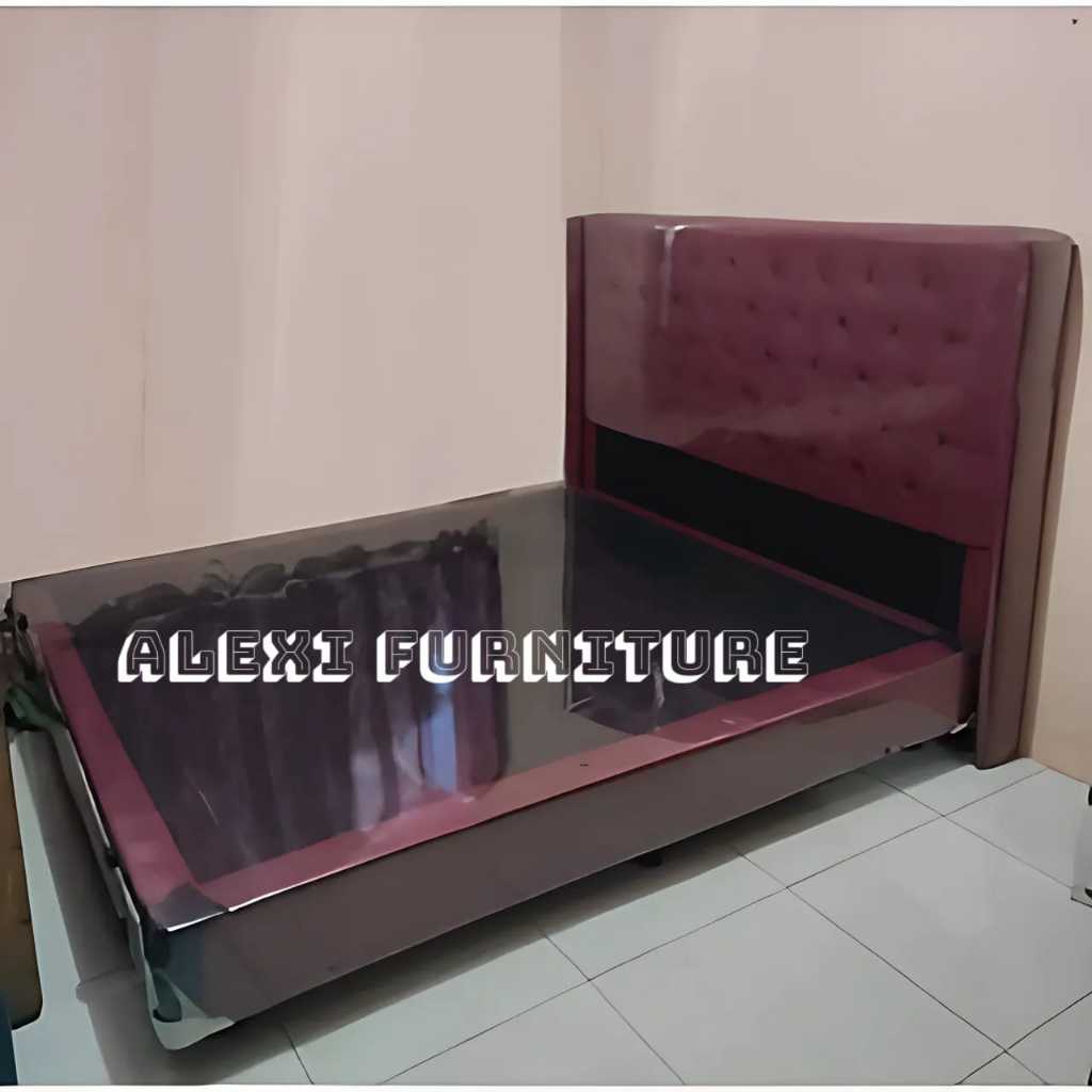 Divan kancing tinggi sandaran 130 cm tanpa kasur
