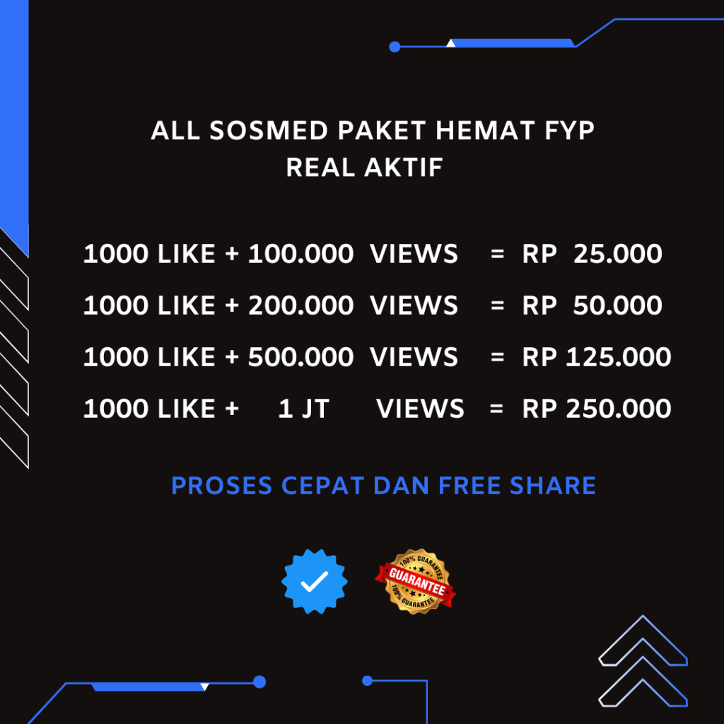 PAKET FYP ALL SOSMED VIEWS DAN LIKE SUPER HIGH QUALITY REAL AKTIF INDONESIA FB TT IG TW