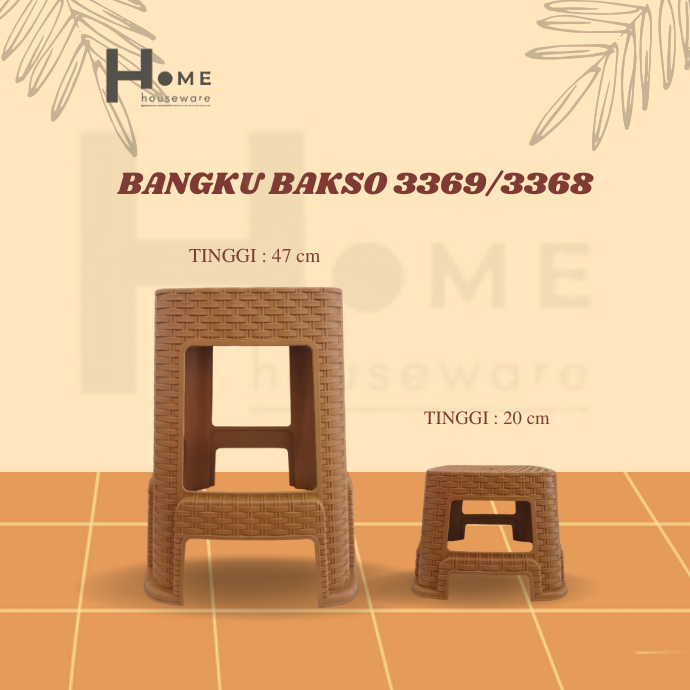 Bangku bakso 3369/3368 | Kursi Baso Rotan Premium Extra-Kokoh | Bangku Bakso Warna Cantik Mondoware 